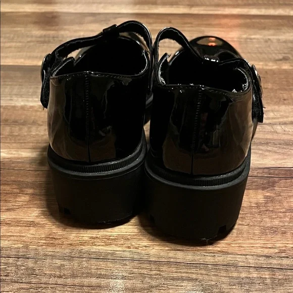 Sincerely Jules Shiny Black Kids Dress Shoes - Picture 3 of 9